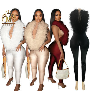 Tute Sexy alla Moda per Donne, Romper Aderenti con Pelliccia, <span class=keywords><strong>Schiena</strong></span> Scoperta, Lucidi, Sexy da Club, Jumpsuit Aderenti, <span class=keywords><strong>Body</strong></span> Intero da Donna - Product Image 2