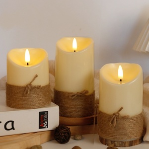 Lilin LED Tanpa Api Berbentuk Tali dengan Kontrol Jarak Jauh, Bergaya <span class=keywords><strong>Rustic</strong></span>, Berbahan Plastik, dan Dioperasikan dengan Baterai - Product Image 1