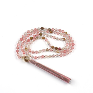 Pietra preziosa annodata a mano 108 perle di seta nappa <span class=keywords><strong>Mala</strong></span> perline collana per Yoga e meditazione - Product Image 2