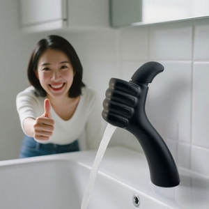 Robinetterie de lavabo en laiton pour installation sur le pont, design créatif, mitigeur d'eau chaude et froide, robinet d'évier de salle de bain - Product Image 1