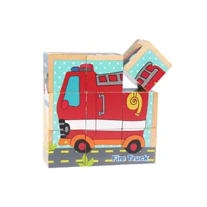 Brinquedo educacional para crianças, 3d quebra-cabeça de madeira articulado, placa, cubo, bloco de construção