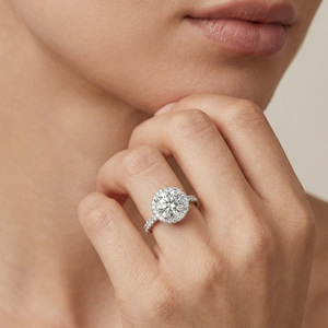 Women's Wedding Type for <b>Solitaire</b> Halo Round Engagement Diamond Halo <b>Ring</b> 925 Sterling <b>Silver</b> Wedding Party Anniversary Gift - Product Image 5