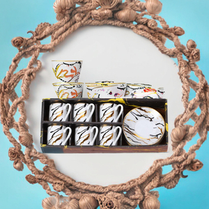 Set da Caffè e Tè in Porcellana dal <span class=keywords><strong>Design</strong></span> Moderno e Colorato con Logo Personalizzabile, Set Regalo da 6 Pezzi per il Tè del Pomeriggio - Product Image 6