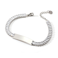 Bracelet classique unisexe en acier inoxydable 316L avec cristaux CZ et strass, plaqué or, motif géométrique, gravure personnalisée OEM
