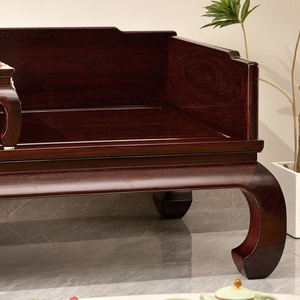 Divano letto Junyu in stile Ming, in PU, modello Zambia Blood Three-way Board Luo Han, rosso, per soggiorno, a una piazza. - Product Image 3