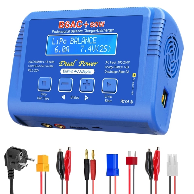 iMAX B6AC+ Battery Charger 15V 6A Built-in Adapter Lipo NiMh Li-ion Ni-Cd Digital RC Balance LiPo Discharger