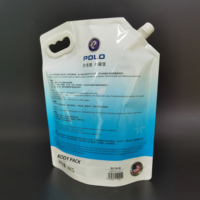 Pochette de recharge pour liquide de lavage de voiture 4L avec couvercle à vis Sac de support de liquide en plastique pour shampoing, huile moteur Doypack personnalisé
