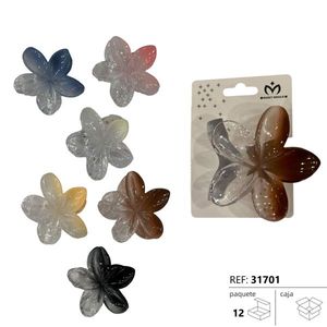 Hair Clip Pinza De Pelo Crystal Flower Shape 12 Pack Fashion Accessory - Product Image 1
