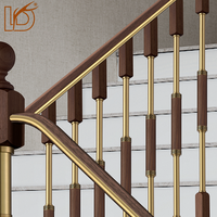 Rampe d'escalier de luxe sur mesure en cuivre et bois pour villa, main courante d'escalier moderne de style chinois, balustrade de sécurité pour balcon