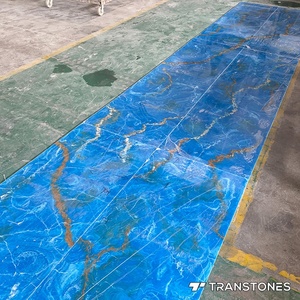 Panneaux muraux en pierre, onyx bleu, prix du marbre, feuille <span class=keywords><strong>de</strong></span> résine acrylique rétroéclairée pour la décoration intérieure, mur en briques - Product Image 5