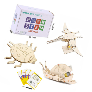 OKYN-Y2117 Kit Scientifique 3-en-1 en Bois : Puzzle 3D STEM, Pterosaure Électrique, Coccinelle Mécanique, Escargot – Jouet Scientifique à Assembler Soi-même - Product Image 1