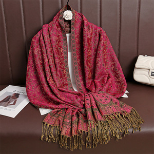Khăn choàng <span class=keywords><strong>Pashmina</strong></span> chất lượng cao, họa tiết Paisley Jacquard, nhẹ, kiểu dáng dân tộc, khăn dài mùa đông dành cho nữ - Product Image 2