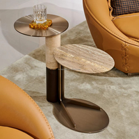 Table basse italienne moderne et minimaliste en marbre Mobilier de salon design de centre créatif en acier inoxydable pierre naturelle pure