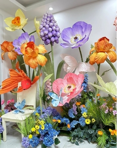 Yüksek kalite el yapımı düğün dekorasyon otomatik hareketli dev çiçek arka plan düzeni için pencere ekran olay dekorasyon - Product Image 6