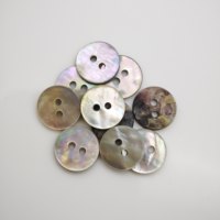 Boutons en nacre naturelle irisée, 2 trous, ronds, noirs, pour vêtements de luxe