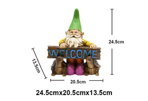 Polyresin souriant grand-père <span class=keywords><strong>jardin</strong></span> nain tenant une pancarte <span class=keywords><strong>de</strong></span> bienvenue - Product Image 4