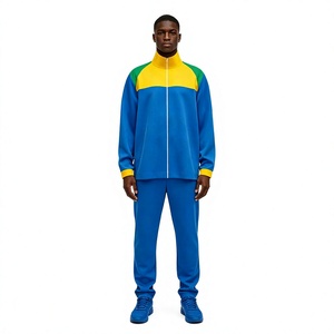 Chándal Deportivo para Hombre con Bloques de Color, Cierre de Cremallera, Estilo Deportivo, Azul, Amarillo, Verde, Material de Poliéster, Ropa de Primavera - Product Image 1