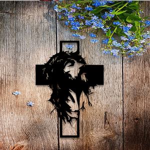 รูปปั้นพระเยซูแบบแขวนประดับผนัง 1 ชิ้น สไตล์ดั้งเดิม สวมมงกุฎหนาม พร้อมไม้กางเขน ทำจากเหล็กดัด ตกแต่งบ้านด้วย<span class=keywords><strong>ของ</strong></span>ตกแต่งทางศาสนา - Product Image 3