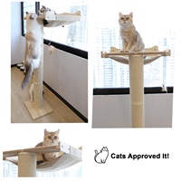 Perchoir pour chat à fenêtre 2 en 1 avec poteau à gratter en sisal épais, hamac pour chat à fenêtre, poteau à gratter réglable pour chats grands