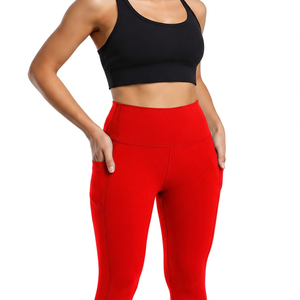Pantalons de yoga à taille haute élastique, légers, respirants, à séchage rapide, longueur intégrale, leggings de sport pour femmes avec poches - Product Image 1