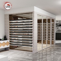 Porte-vin en acrylique en acier inoxydable avec étagère de rangement pour bouteilles de vin à lumière LED Vitrine
