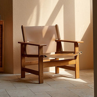Canapé individuel de salon DISHI, fauteuil en cuir de selle de loisirs, bois massif, rotin, style Wabi-Sabi, démontable, design