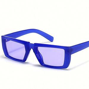 Gafas de Sol Cuadradas con Degradado de Doble Color Retro Personalizadas, Protección UV400, Gafas de Sol Rectangulares Azules para Hombre y Mujer - Product Image 1