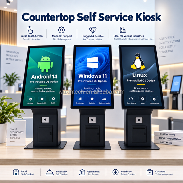 AIO Android-based Smart Kiosk Floor Standing Touch Screen Terminal 21.5 Self-service Ordering Payment Machine for Restaurant