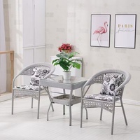 Ensemble de table et chaises de jardin moderne pour balcon, en cuir, 3 pièces, combinaison de loisirs, table basse et chaises d'extérieur pour hôtel