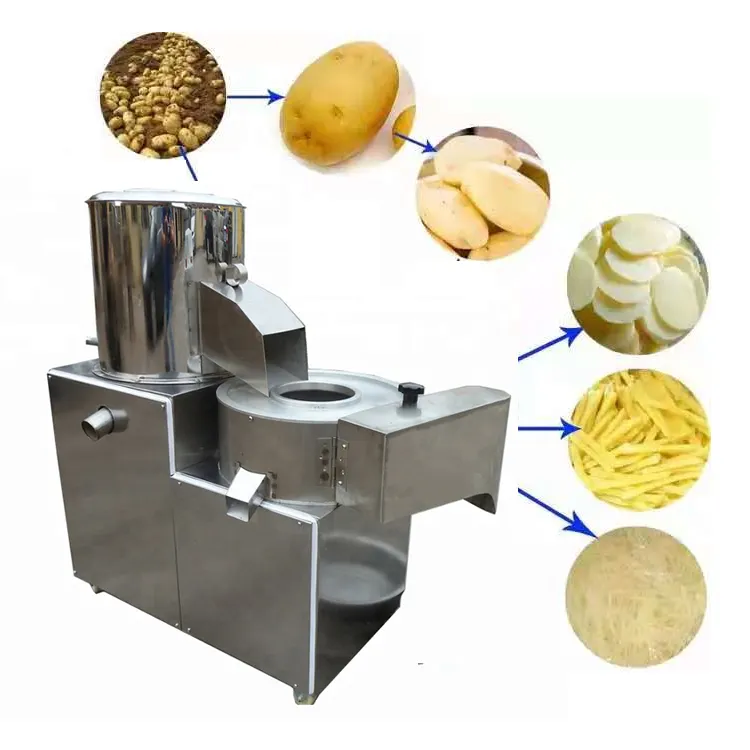 Machine à laver multifonctionnelle combinée 300 kg/h pour pommes de terre plantain, éplucher, couper et trancher Prix