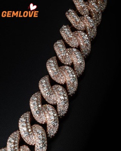 Cadena Cubana de Diamantes Chapada en Oro, Joyería Hip Hop, Estilo Bling, Venta Caliente - Product Image 4