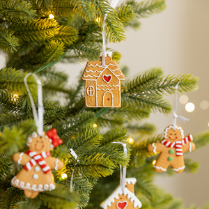 Vintage Style <b>Gingerbread</b> <b>Man</b> with Scarf Girl Boy and House, Cute Cartoon Hanging <b>Decor</b> for Wreath Mantel Gift - Product Image 4