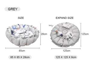 Nid douillet 2-en-1 Oeko-Tex pour nouveau-né, tapis de jeu matelassé à motif floral, <span class=keywords><strong>lit</strong></span>-nid portable et moderne - Product Image 5