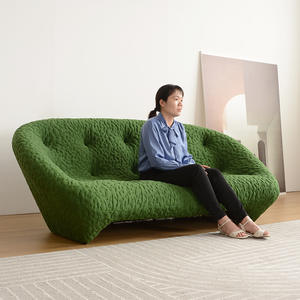 <span class=keywords><strong>Canapé</strong></span> trois <span class=keywords><strong>places</strong></span> en forme de coquille, design incurvé en tissu, style minimaliste italien, <span class=keywords><strong>canapé</strong></span> moderne pour salon, aspect haut de gamme, haute densité - Product Image 2