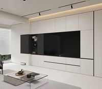 Sistema de Mueble para TV de Pared Completo, Elegante e Iluminado, con Estantes LED Integrados, Consola Multimedia Flotante, Ecológico y Moderno