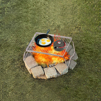 Barbecue au charbon de bois pliable mini portable, léger, en acier inoxydable, antiadhésif, durable, réutilisable, pour 2 à 3 personnes, camping en plein air, randonnée