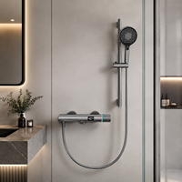 Ensemble de douche mural thermostatique en laiton avec affichage numérique LED, 3 modes, à poignée coulissante, style simple et moderne, vente en gros