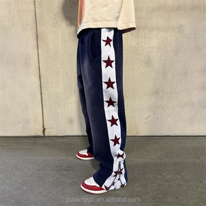 Vente en gros, pantalon de survêtement évasé personnalisé, jogging évasé haute qualité pour homme, pantalon de survêtement évasé fendu en coton décontracté avec fermeture éclair - Product Image 1