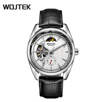 Montre mécanique multifonction automatique motif de phase de lune lumineuse affichage de la date caractéristique de résistant à l'eau 20mm pointeur de bande