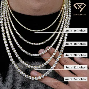 Wholesale Men Women Ice Gold Plated S925 Sterling Silver Tennis Hiphop Necklace Jewelry Vvs Diamond Mossanite Moissanite Chain