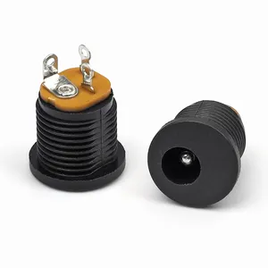 5.5*2.1/2.5mm 3.5*1.3mm threaded DC power socket with nut DC022m card-type DC female socket connector