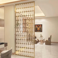 Paravent de séparation en verre cristal et acier inoxydable au design moderne et luxueux, sur mesure, pour salle d'art, hall d'hôtel, villa