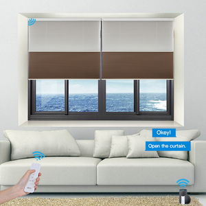 Double Motor Control Top Down Bottom up Honeycomb Window Blinds Blackout Light Filtering Cellular Shades Honeycomb <strong>Curtai</strong> - Product Image 1
