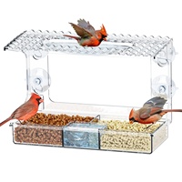 Mangeoire à oiseaux transfrontalière pour extérieur, style fenêtre, en plastique transparent, anti-évasion, rectangulaire, sans perçage