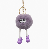 Porte-clés en fausse fourrure de vison, petit pendentif figurine boule de charbon, article décoratif en gros