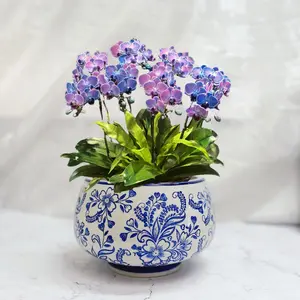 Antike Porzellan-Blumentopf, chinesischer Orchideen-Blumentopf, Keramiktopf für Wohnzimmerdekoration