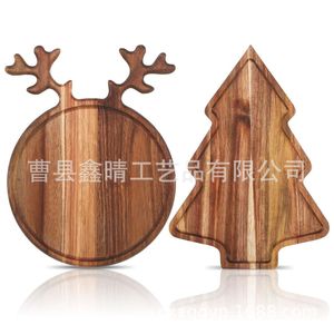 Bandeja de madera de acacia Xinqing con forma de ciervo y árbol de Navidad, plato decorativo para servir postres. - Product Image 1