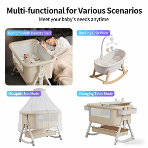 Culla Portatile Convertibile 2-in-1 Pieghevole Multifunzionale <span class=keywords><strong>a</strong></span> Dondolo per Neonati - Product Image 4