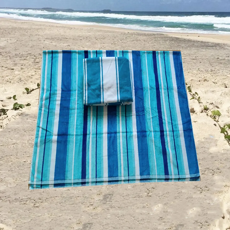 Prix de gros 100% coton Cabana Stripe Serviettes de piscine/Serviettes de plage en vrac grande serviette de piscine