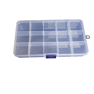 Boîte de rangement en plastique transparente à 15 compartiments, rectangulaire, pour bijoux, électronique, matériel de pêche, emballage de pièces - Product Image 2
